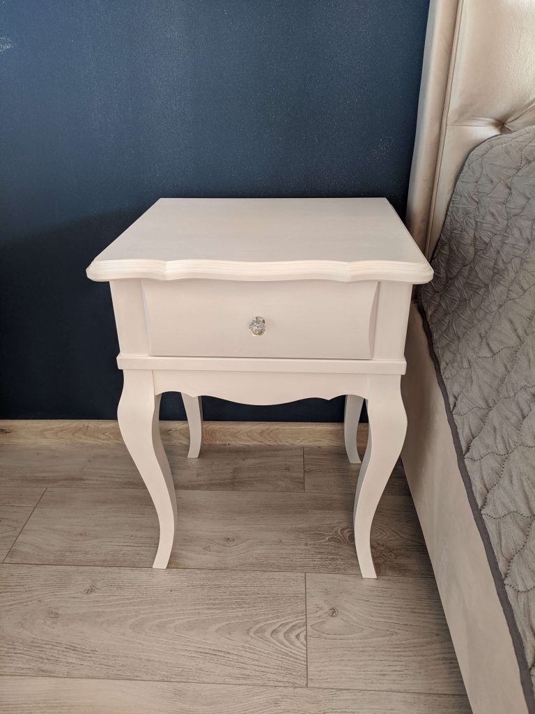 szafka nocna stylowa biala krysztal lite drewno - Stylmetdrew